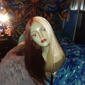 BLONDE/BROWN HUMAN HAIR BLENDED LACE FRONT WIG